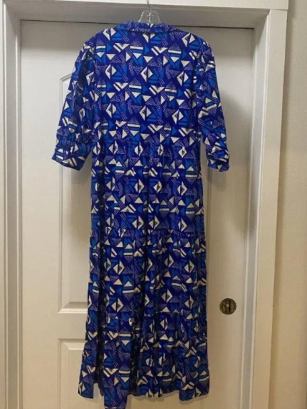 The Oula Co Midi Dress 100% Cotton Resortwear Geometric Lightweight Quiet Luxury - Picture 11 of 11
